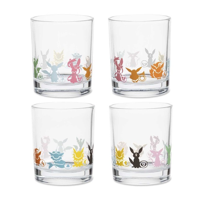 Eevee & Evolutions Silhouettes 10 oz. Glass Tumblers (4-Pack)