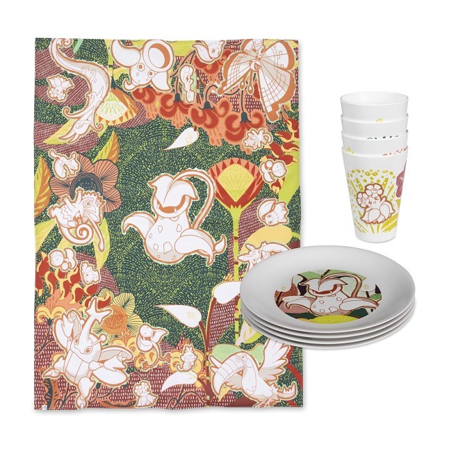 Floral Forest Pokémon Outdoor Dining Plates, Cups & Tablecloth Bundle
